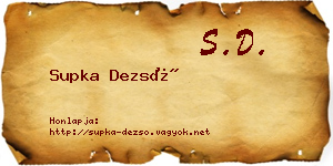 Supka Dezső névjegykártya